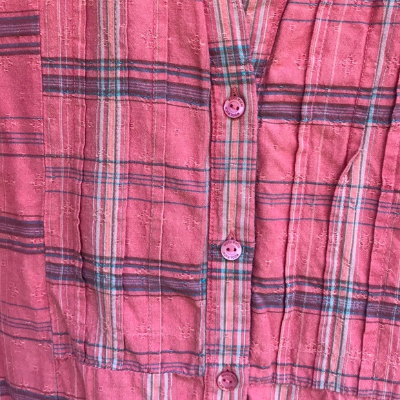 Woolrich Pleated Orange Plaid Button Up Blouse S - Picture 2 of 9